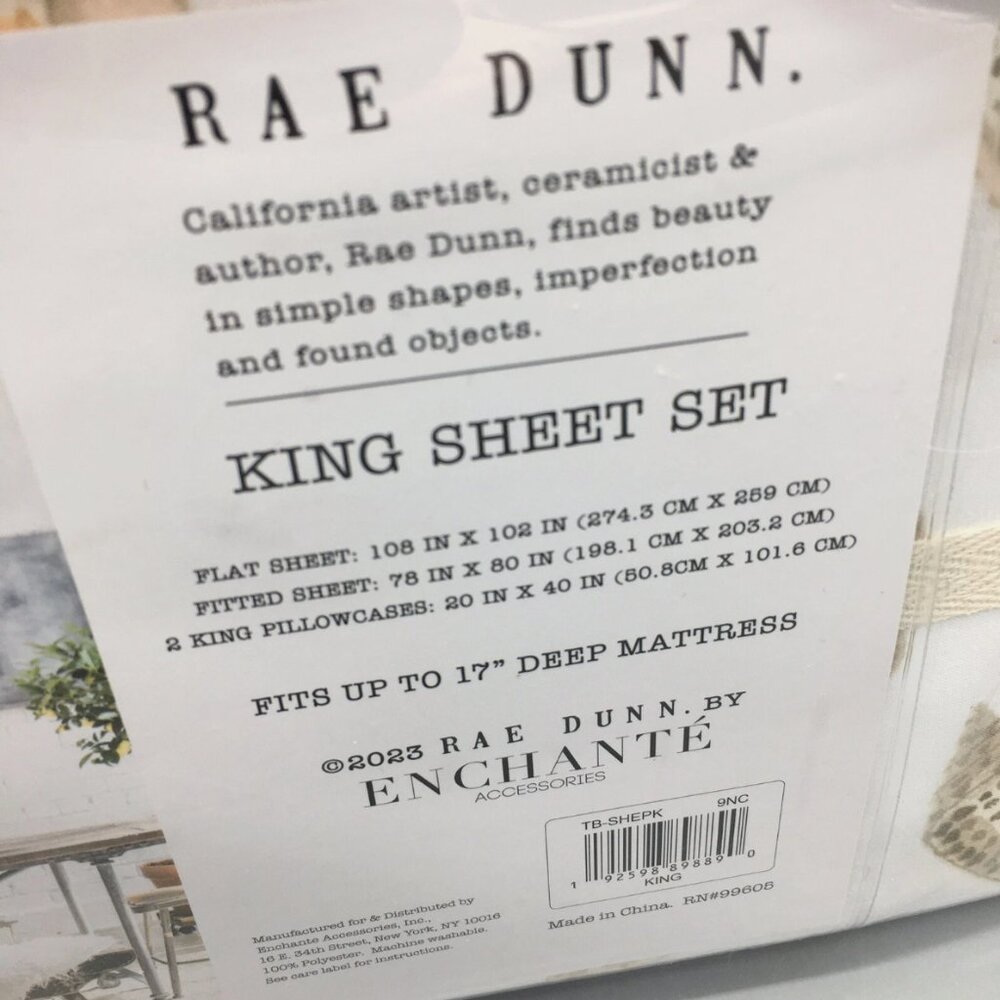 4pc Rae Dunn Seashell Ocean KING Sheet Set SLEEP Summer Beach Sea Shells NEW - Picture 6 of 6